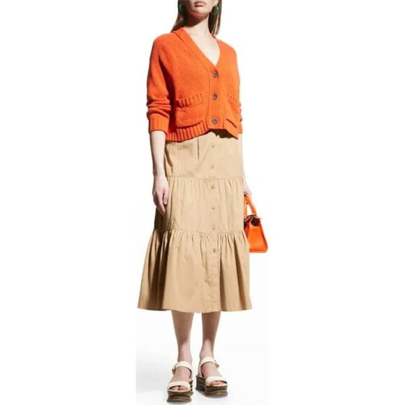 Brochu Walker The Havana Tiered Button Maxi Midi Skirt Tan - Picture 3 of 9